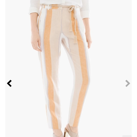 Chico's striped linen blend crop pants sz 2 12/14 *T - Picture 3 of 9